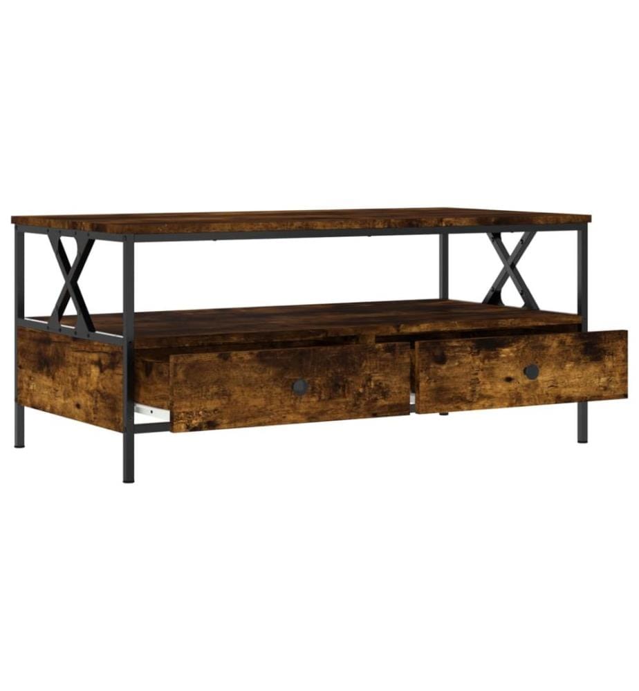 Table basse chêne fumé 100x51x45 cm bois d'ingénierie