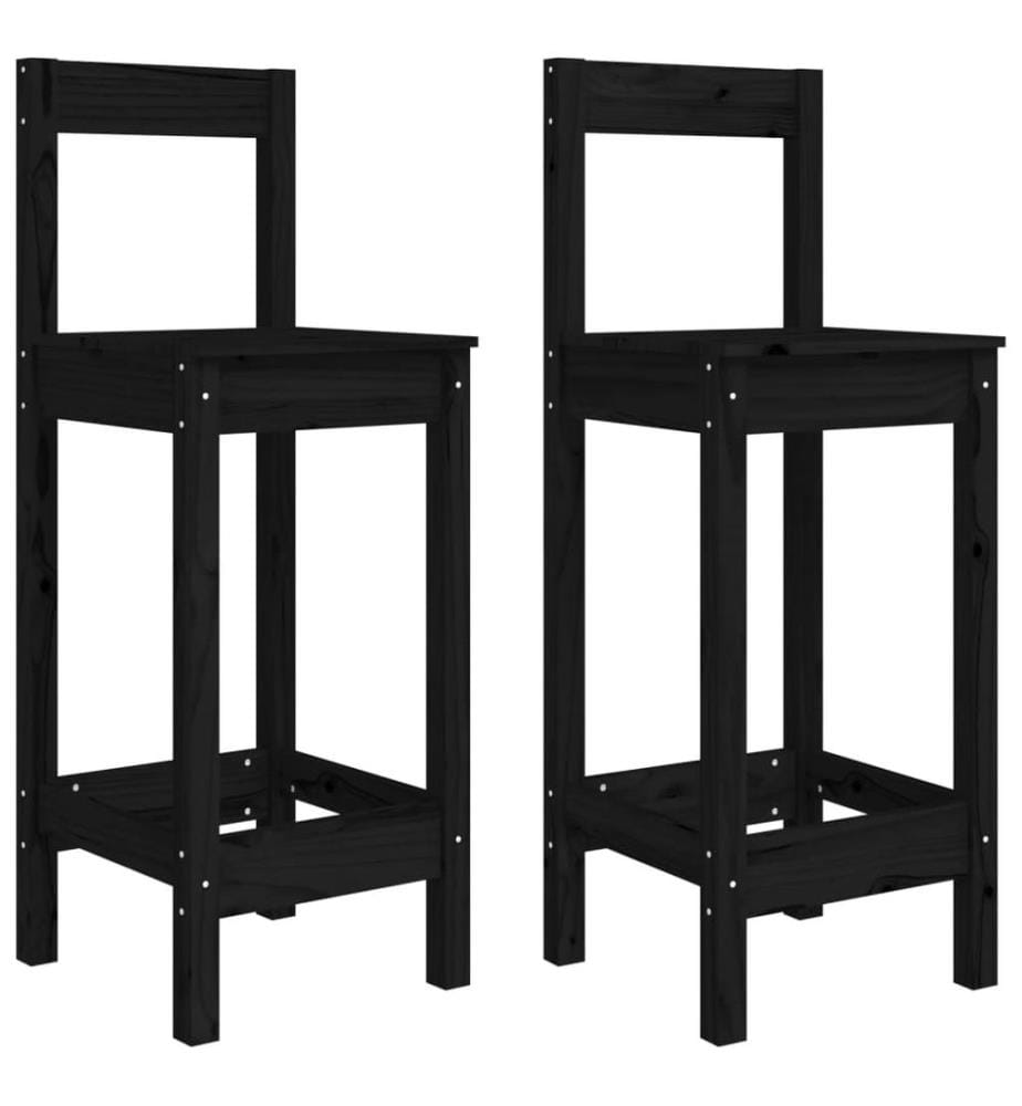 Chaises de bar lot de 2 noir 40x41,5x112 cm bois de pin solide