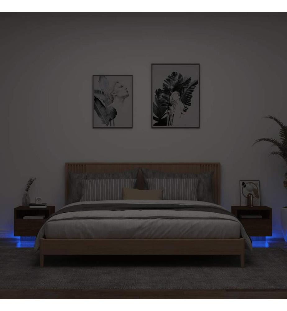 Nachttische mit LED-Leuchten 2 Stk. Braun Eiche 40x39x37 cm
