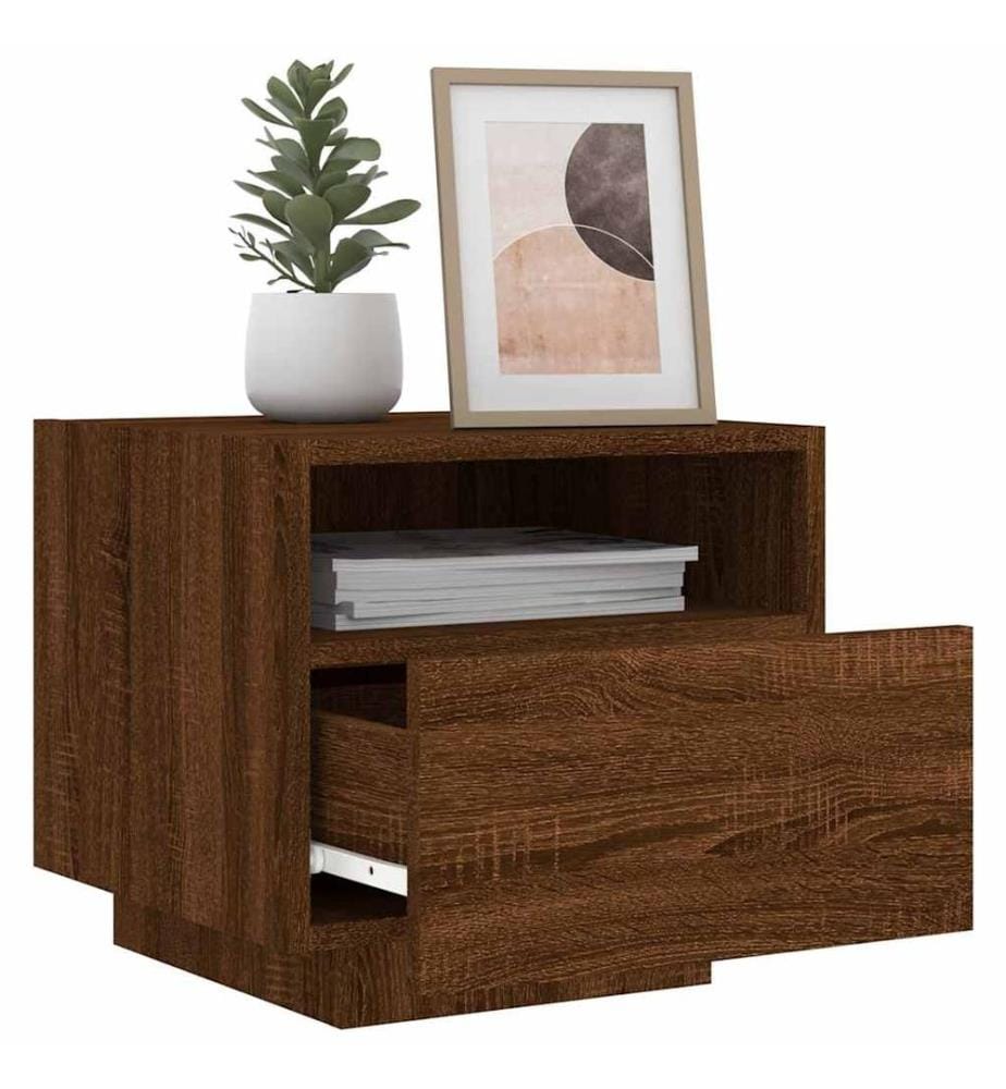 Nachttische mit LED-Leuchten 2 Stk. Braun Eiche 40x39x37 cm