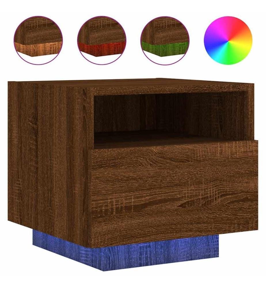 Nachttische mit LED-Leuchten 2 Stk. Braun Eiche 40x39x37 cm