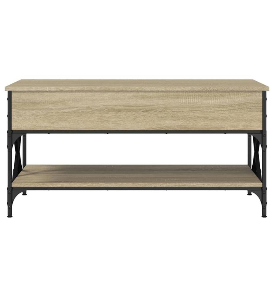 Table basse chêne sonoma 100x50x50cm bois d'ingénierie et métal
