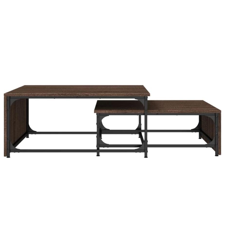 Tables basses gigognes 2 pcs chêne marron bois ingénierie métal