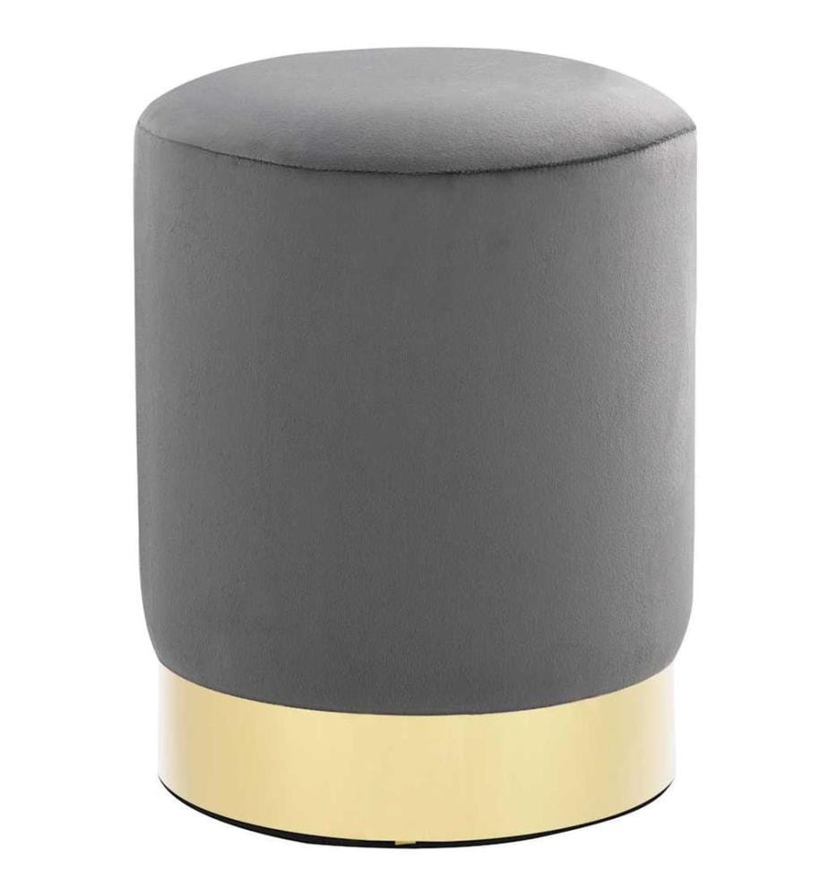 Hocker Dunkelgrau und Golden Samt 28 x 36 cm