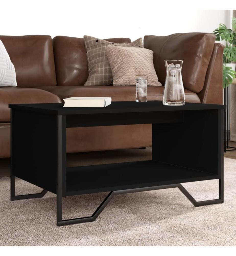 Table basse noir 75x51x40 cm bois d'ingénierie