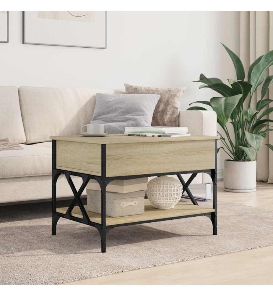 Couchtisch Sonoma-Eiche 70x50x50 cm Holzwerkstoff und Metall