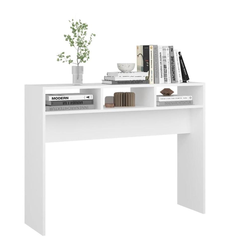 Table console blanc 105x30x80 cm bois d'ingénierie