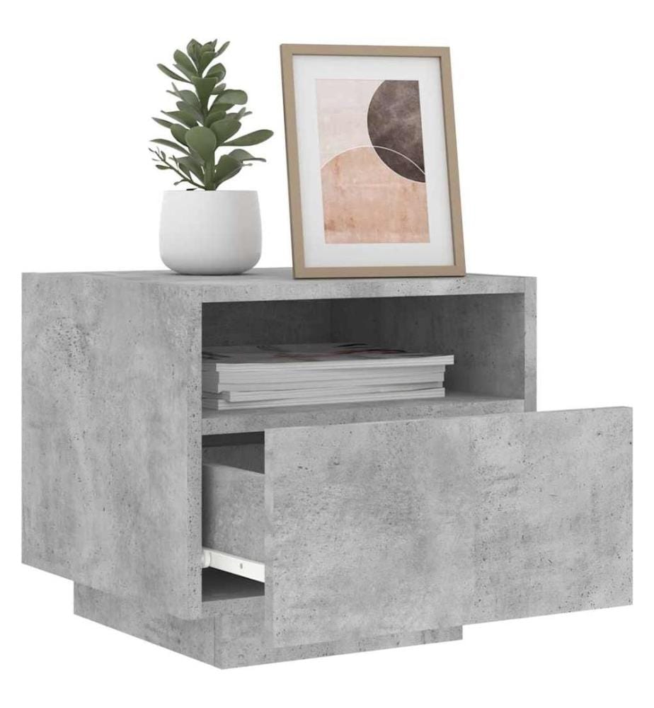 Nachttisch mit LED-Leuchten Betongrau 40x39x37 cm