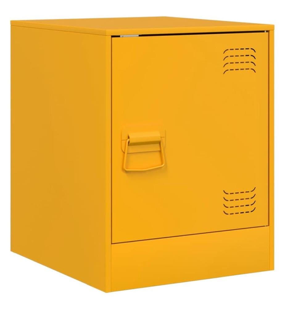 Table de chevet jaune moutarde 34,5x39x44 cm acier