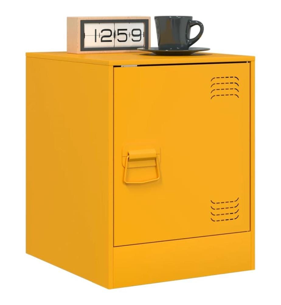 Table de chevet jaune moutarde 34,5x39x44 cm acier