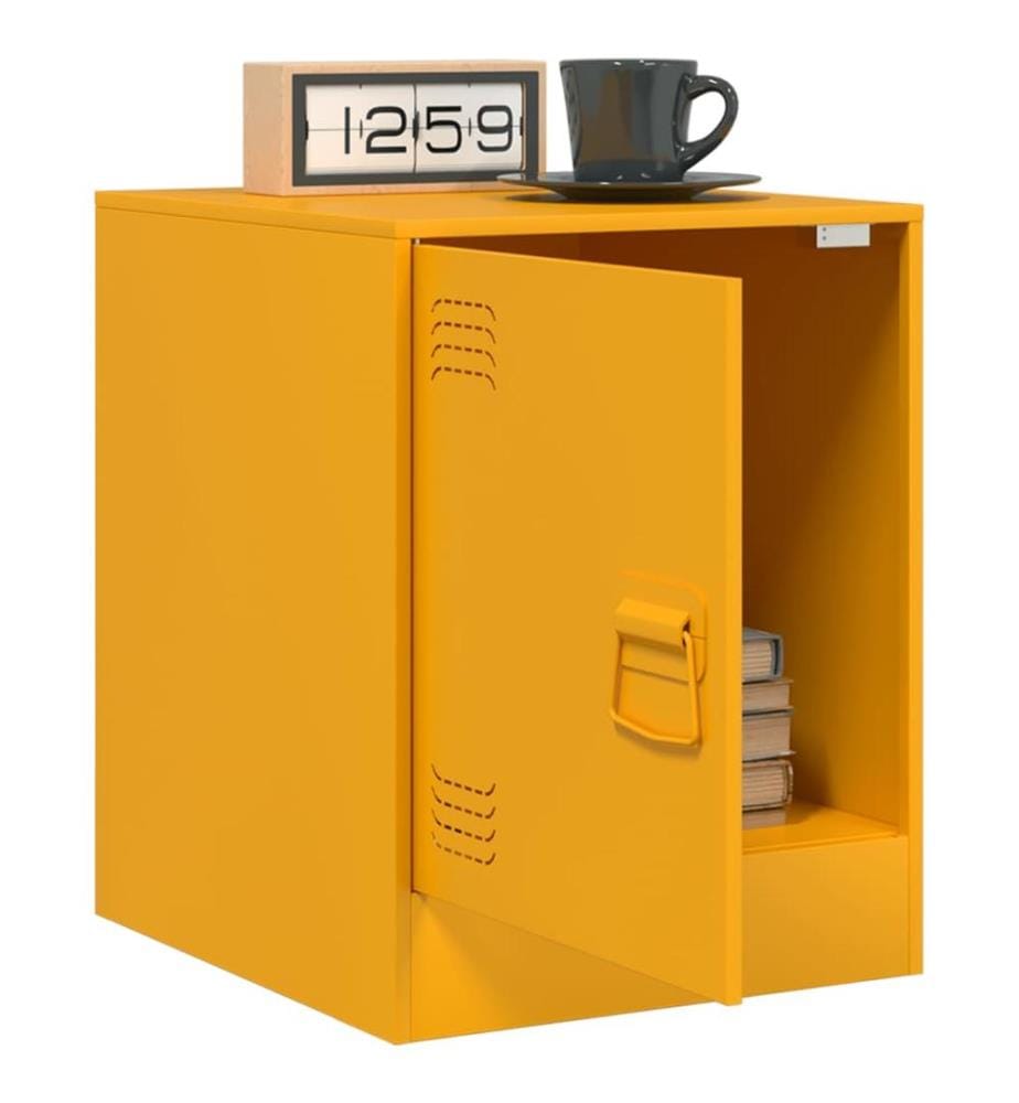 Table de chevet jaune moutarde 34,5x39x44 cm acier