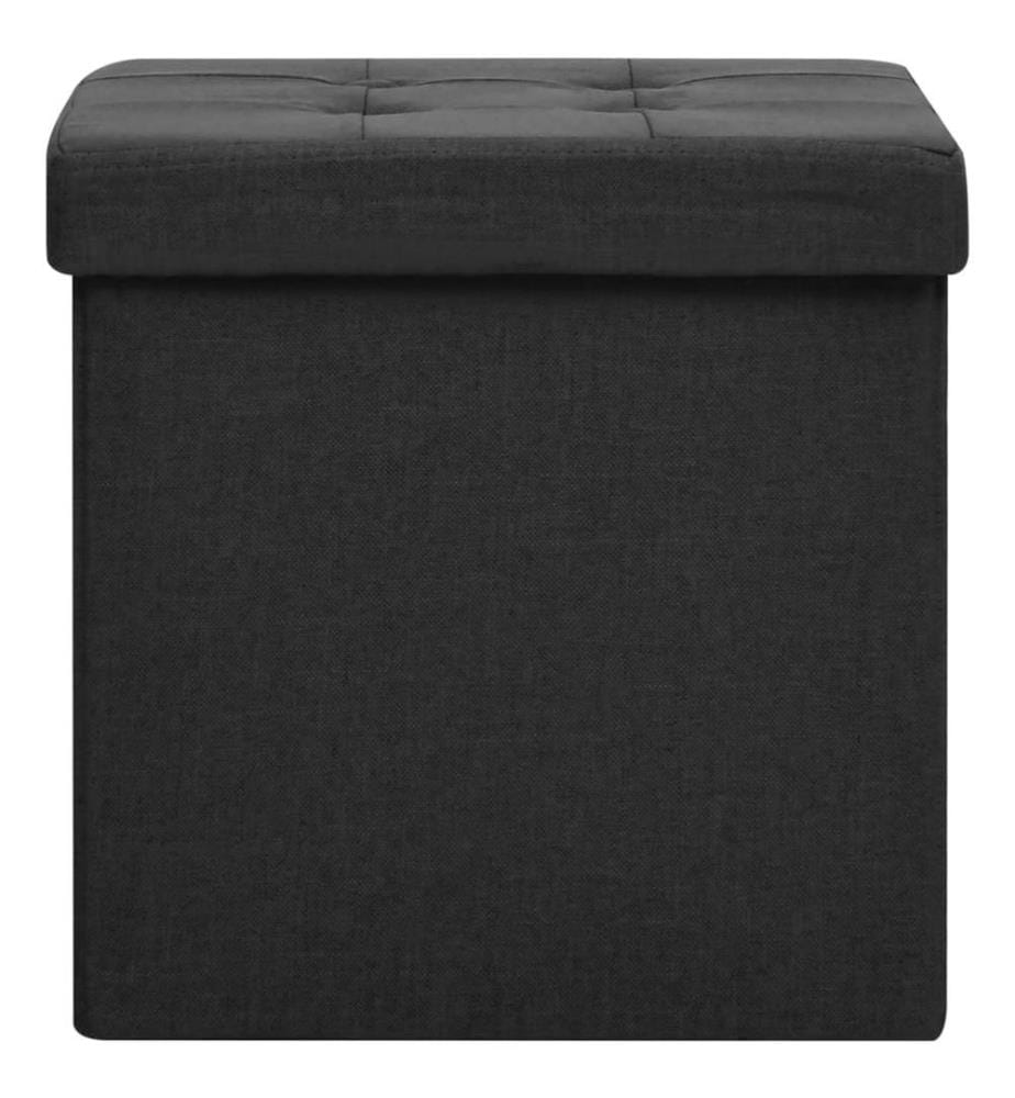 Hocker mit Stauraum Schwarz Leinenoptik