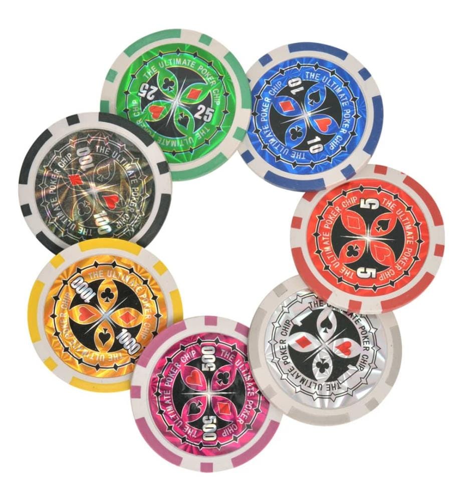 Kombiniertes Poker/Blackjack Set mit 600 Laserchips Aluminium