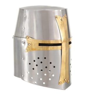 Mittelalterlicher Kreuzritter-Helm Antik Replik LARP Silbern Stahl