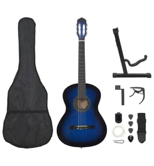 Jeu de guitare classique de débutant 12 pcs Bleu 4/4 39"