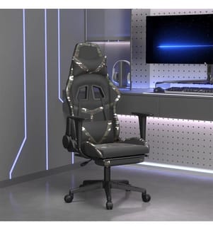 Gamingstuhl mit Massage Fussstütze Schwarz Tarnfarben Kunstleder