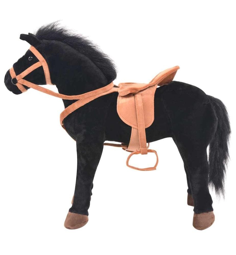 Plüschtier Pferd Stehend Plüsch Schwarz