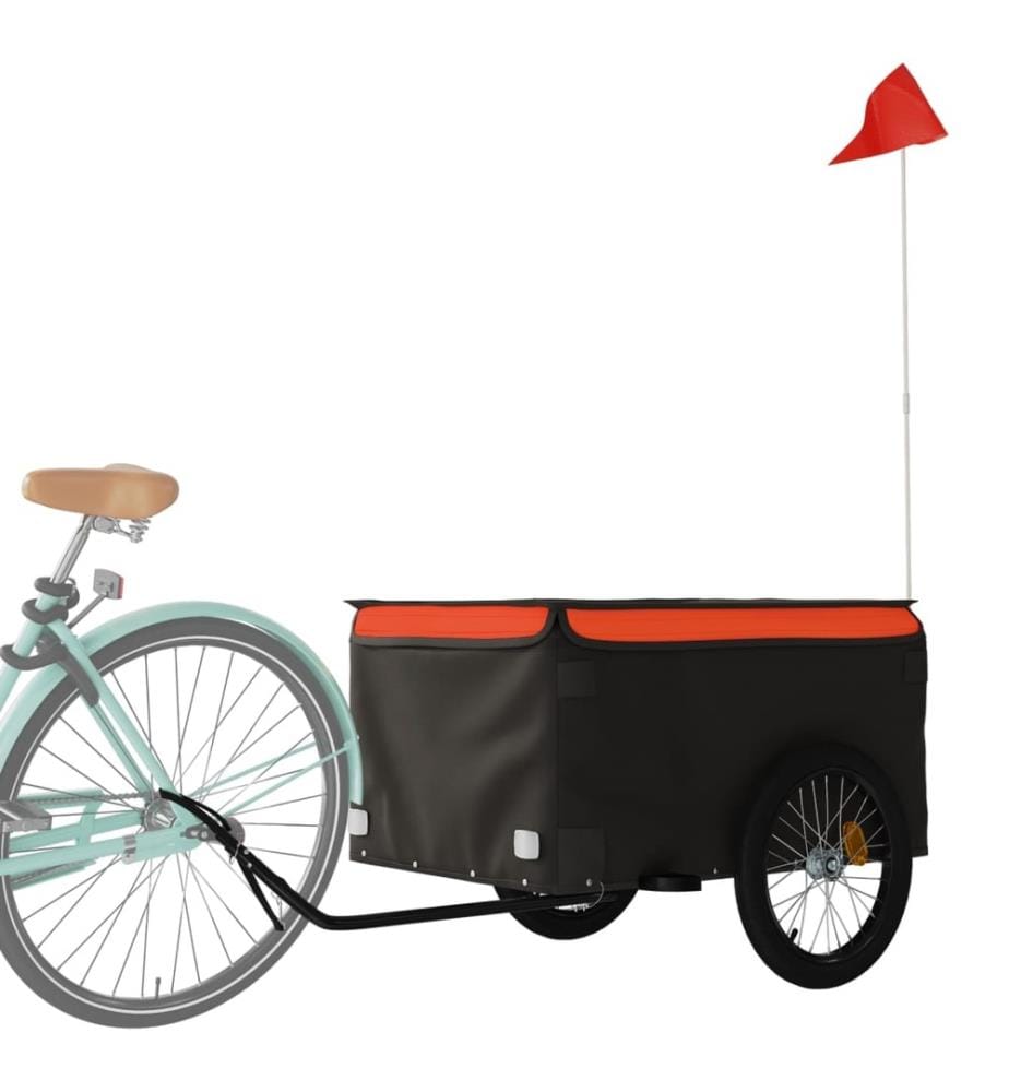 Remorque de vélo noir et orange 45 kg fer