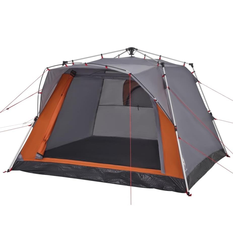 Campingzelt 4 Personen Grau und Orange Quick Release