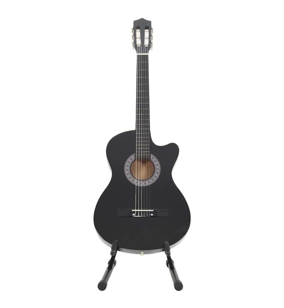 Ensemble de guitare découpée classique 12 pcs 6 cordes Noir 38"