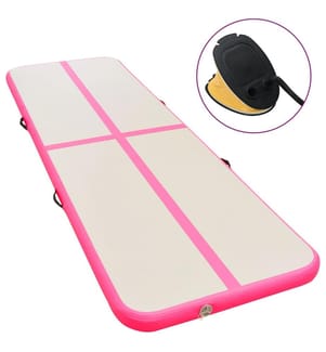 Aufblasbare Gymnastikmatte mit Pumpe 300×100×10 cm PVC Rosa