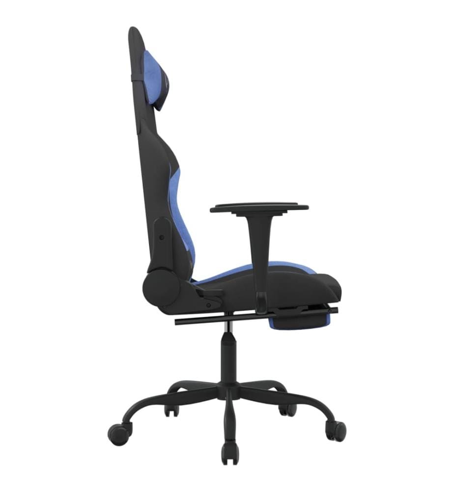 Chaise de jeu avec repose-pied Noir et bleu Tissu