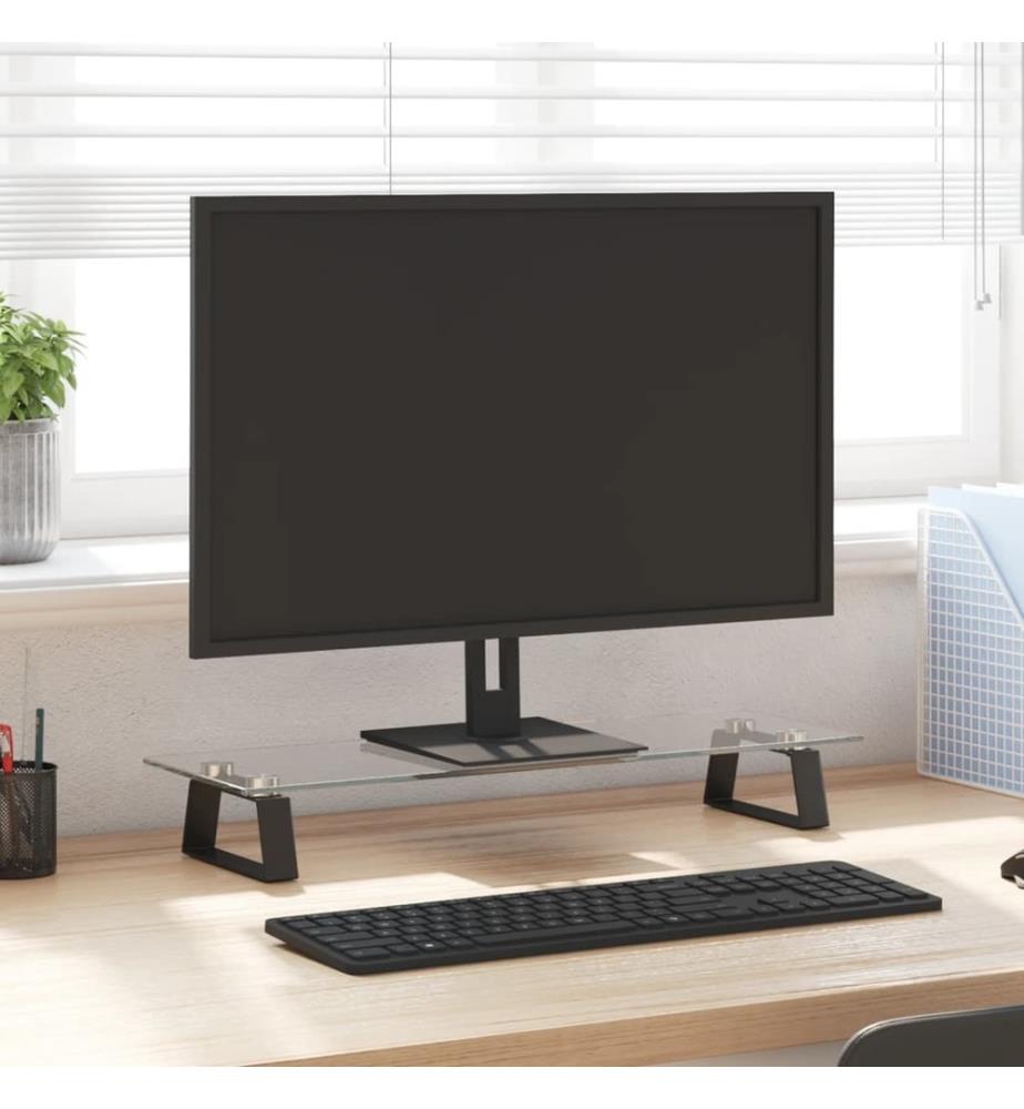 Monitorständer Schwarz 60x20x8 cm Hartglas und Metall