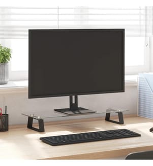 Monitorständer Schwarz 60x20x8 cm Hartglas und Metall