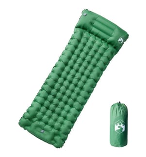 Matelas de camping autogonflant avec oreiller 1 personne vert