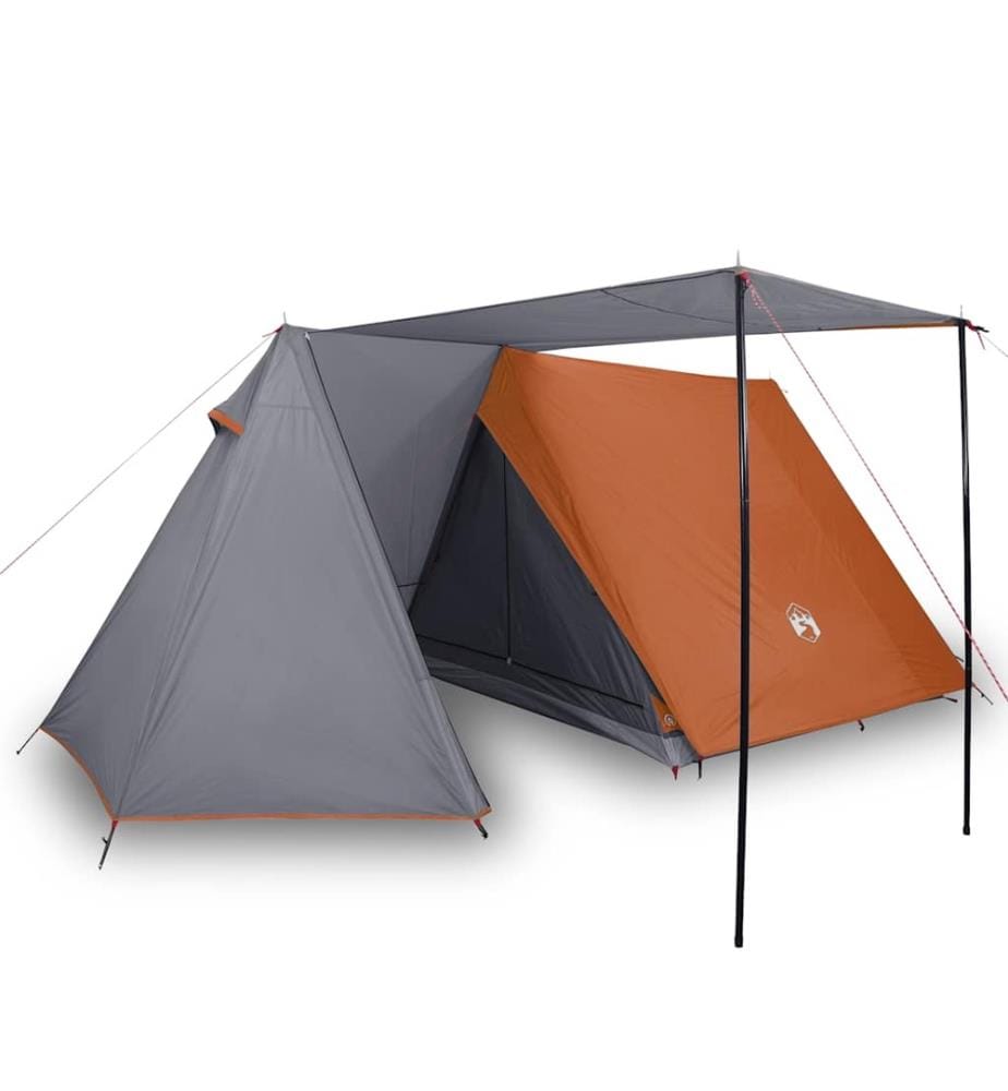 Campingzelt 3 Personen Grau und Orange Wasserfest