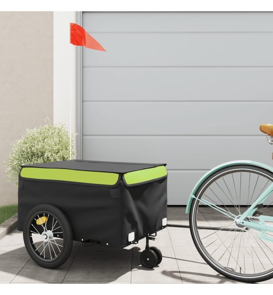 Remorque de vélo noir et vert 45 kg fer