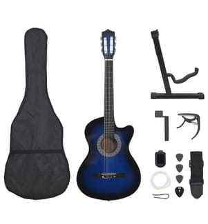Ensemble de guitare découpée classique 12 pcs 6 cordes Bleu 38"