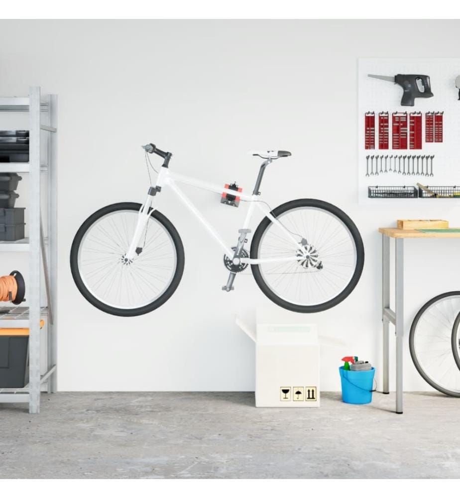 Support mural pour réparation de vélo pliable rouge et noir