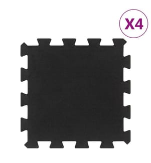 Bodenfliesen aus Gummi 4 Stk. Schwarz 16 mm 30x30 cm
