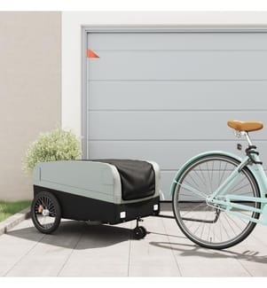 Fahrradanhänger Schwarz und Grau 45 kg Eisen