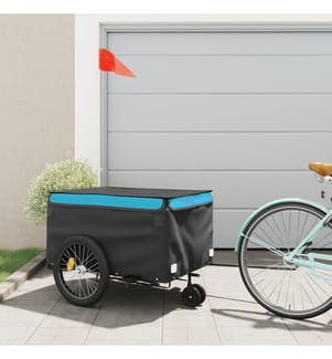 Fahrradanhänger Schwarz und Blau 45 kg Eisen
