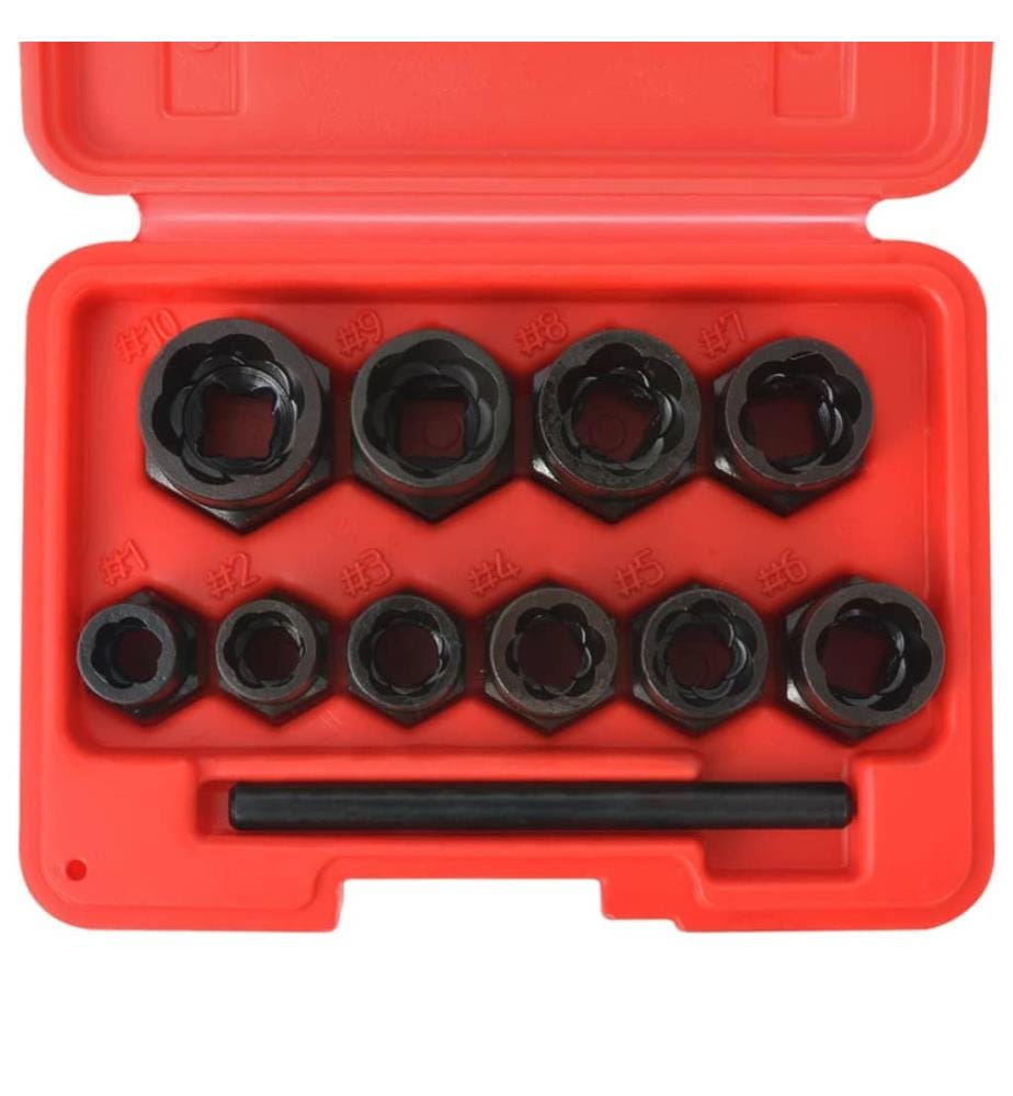 Kit d'extracteur de boulons/d'écrous endommagés Acier 11 pcs