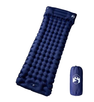 Matelas de camping autogonflant oreiller 1 personne bleu marine