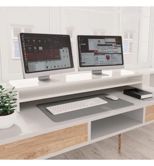 Monitorständer Hochglanz-Weiss 100x24x13 cm Holzwerkstoff