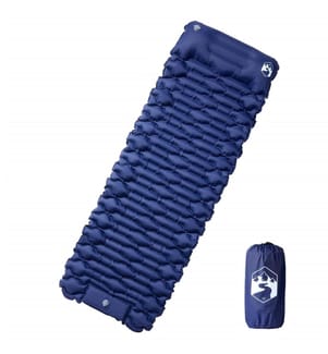 Matelas de camping autogonflant oreiller 1 personne bleu marine