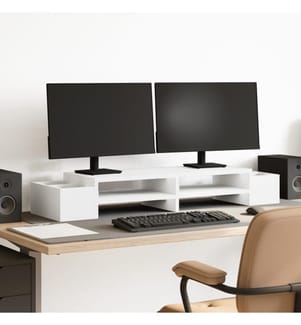 Monitorständer mit Stauraum Weiss 100x27x15 cm Holzwerkstoff