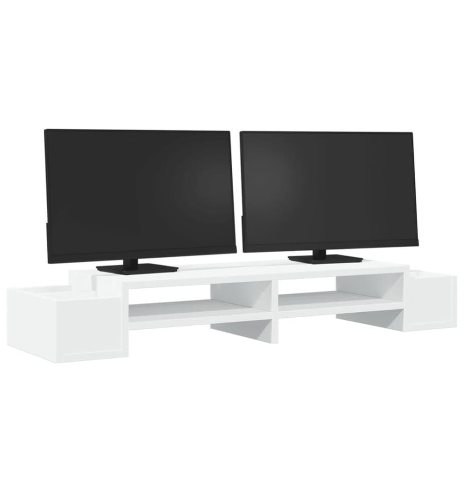 Support de moniteur avec rangement blanc bois d'ingénierie