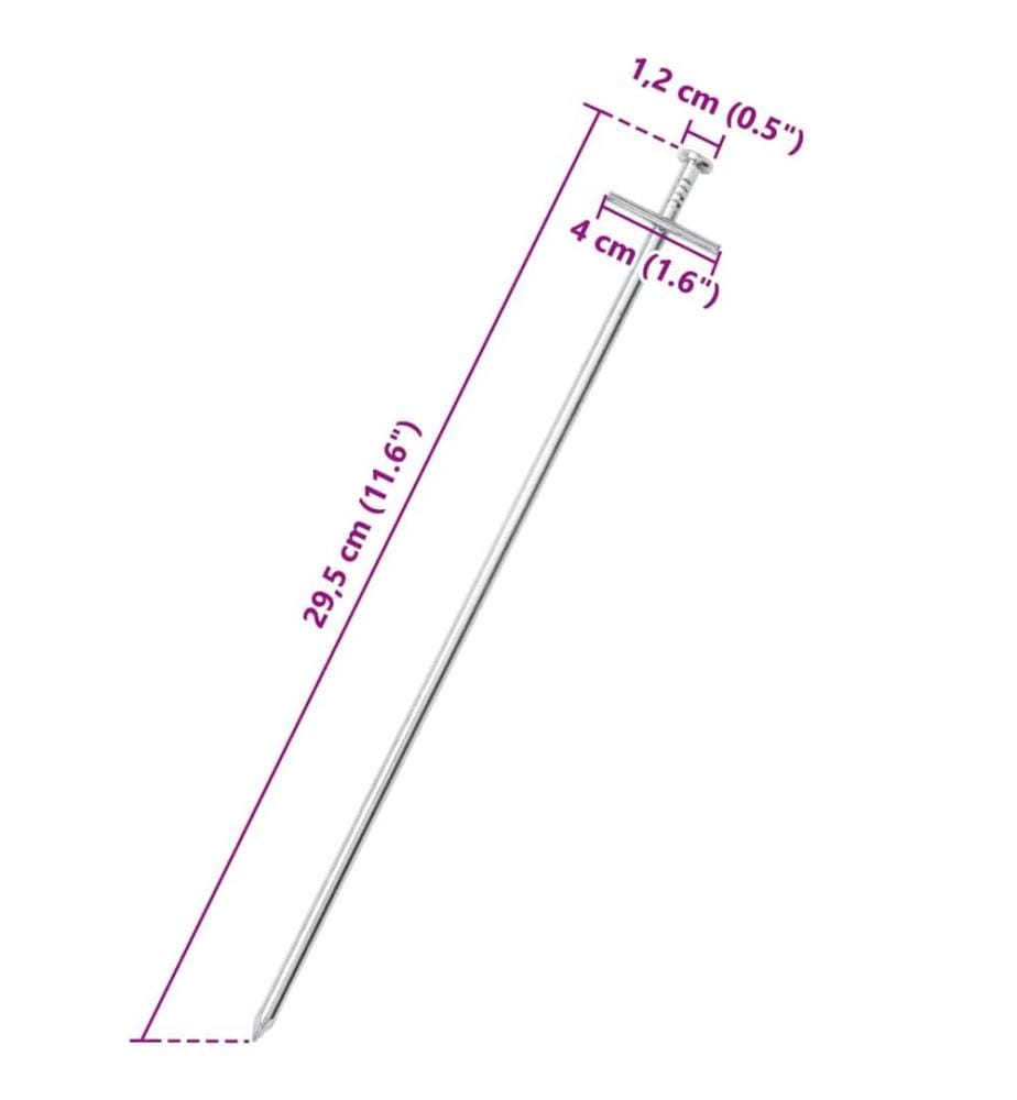Zeltheringe 24 Stk. 29,5 cm Ø6 mm Verzinkter Stahl