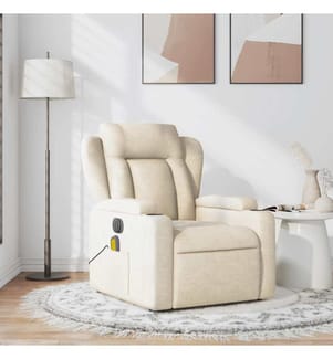 Fauteuil de massage inclinable Crème Tissu