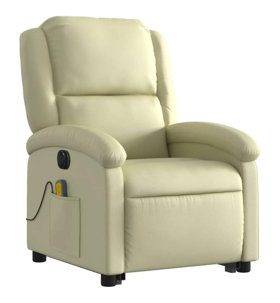 Massagesessel mit Aufstehhilfe Elektrisch Creme Echtleder