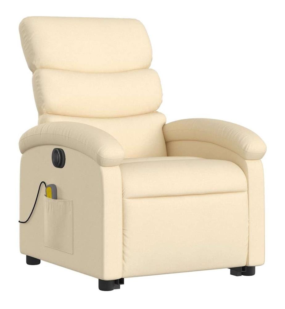 Elektrischer Massagesessel mit Aufstehhilfe Creme Stoff