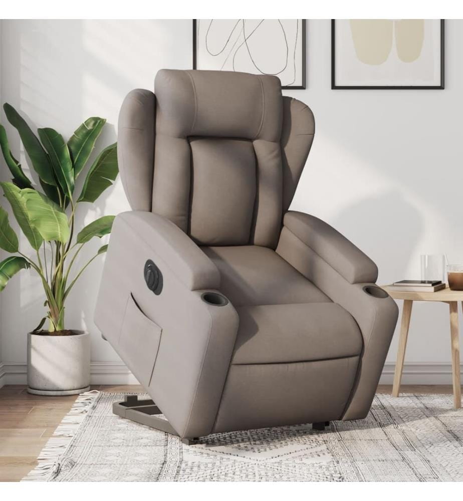 Relaxsessel mit Aufstehhilfe Elektrisch Taupe Stoff
