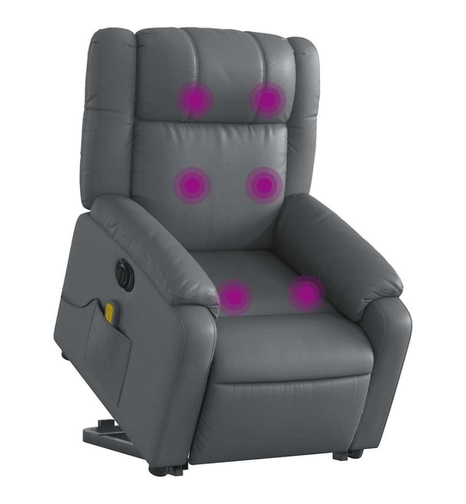 Massagesessel mit Aufstehhilfe Elektrisch Grau Kunstleder