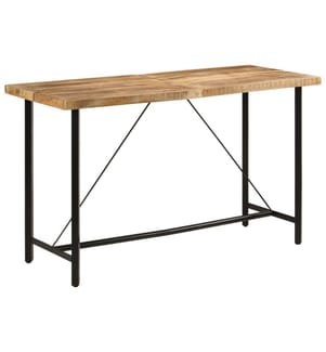 Table de bar 180x70x107 cm bois massif de manguier et fer