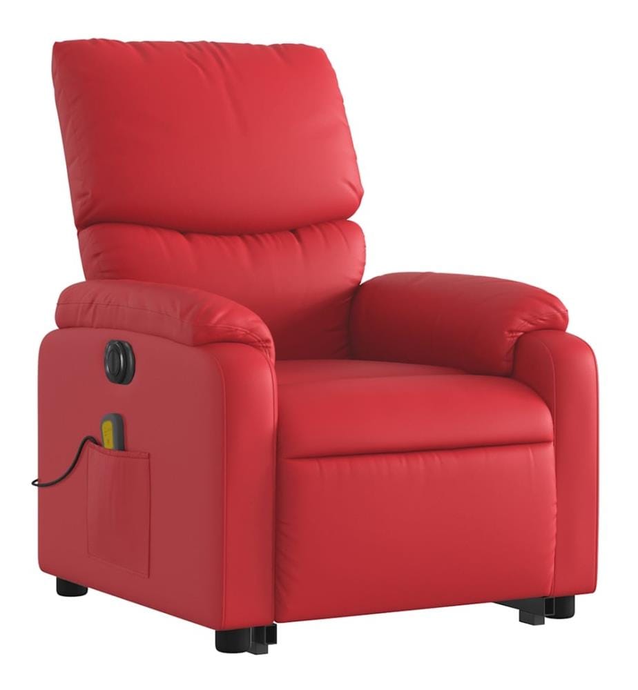 Massagesessel mit Aufstehhilfe Elektrisch Rot Kunstleder